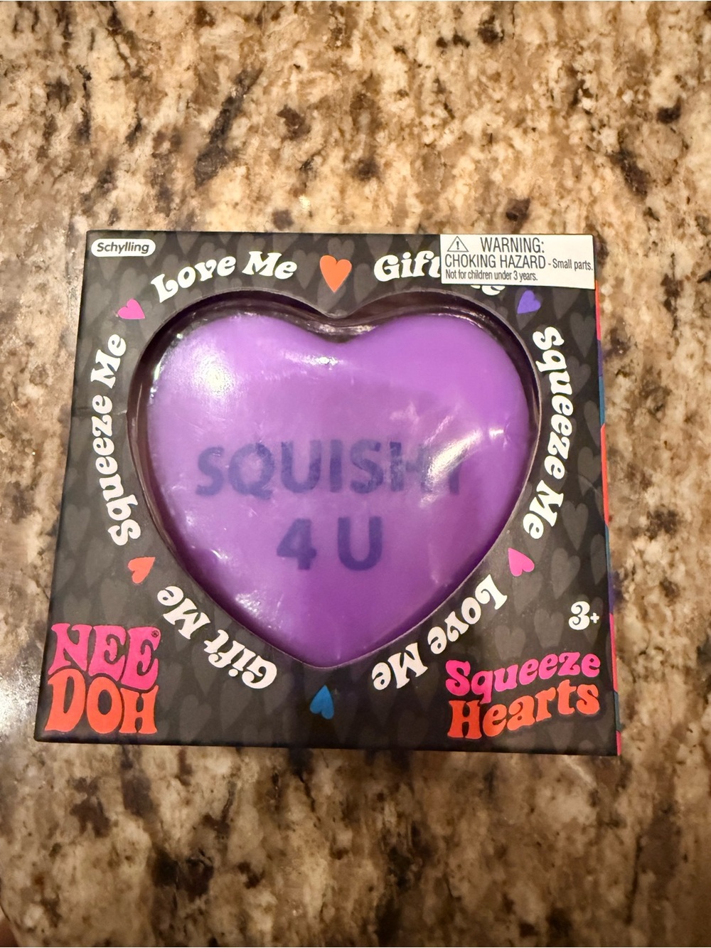 NeeDoh Squeeze Hearts Purple "SQUISH 4U" Stress Heart